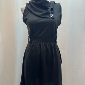 Monteau Black Midi Dress with Button Detail M